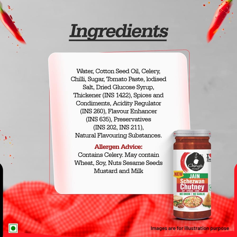 Ching's Secret Jain Schezwan Chutney, No Onion, No Garlic, Dip, Spread, Cook, Ideal for Jain Recipes and Quick Meals, 250g Jar — image 3