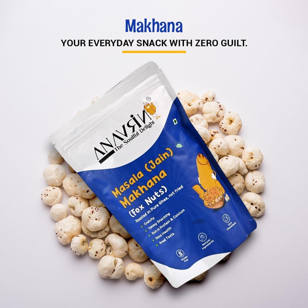 ANAVRIN Masala Jain Makhana, 120gm | Roasted, Not Fried | High Protein & Calcium | Phool Makhana, Namkeen Snacks | Gluten Free, Zero Cholesterol | Crunchy, Healthy Snacks for Kids & Adults — image 7