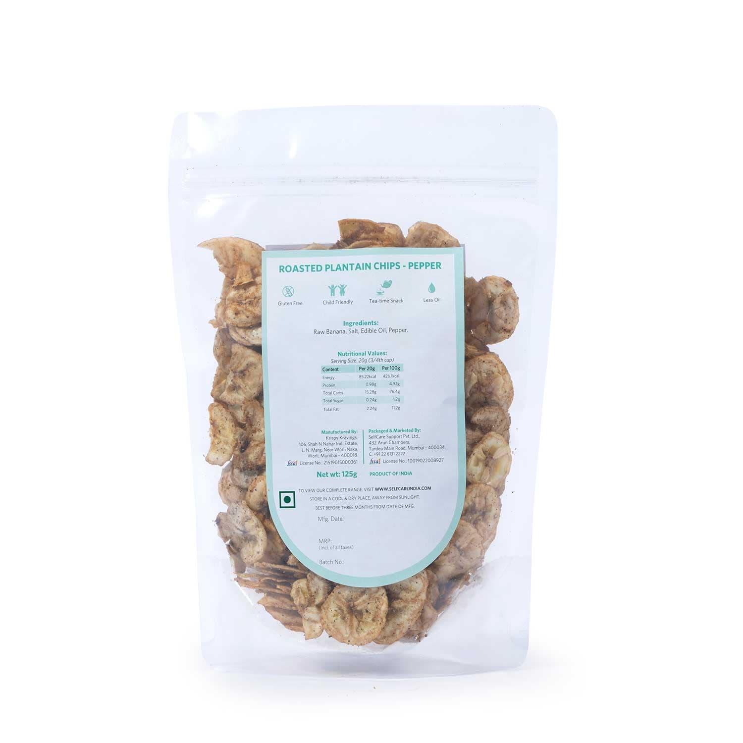 SelfCare By Suman Agarwal Roasted Plantain Chips - Pepper Pack of 1 125g | Healthy - Gluten Free | Savoury - Snack - Namkeen - Grocery | Mid Day - Workout - Tea time Snacking | Jain & Travel Friendly — image 8