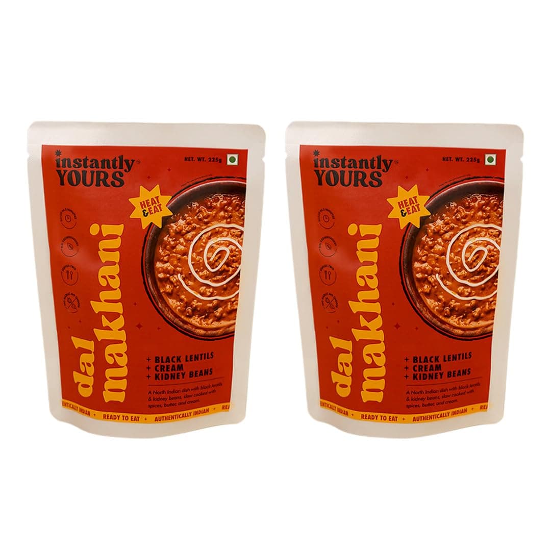 Instantly Yours Ready To Eat Dal Makhani 450 gm (Pack of 2), Just Heat and Eat, Black Lentils with Cream and Kidney Beans, Ready to Eat in 2 mint (No Onion No Garlic)(Jain)