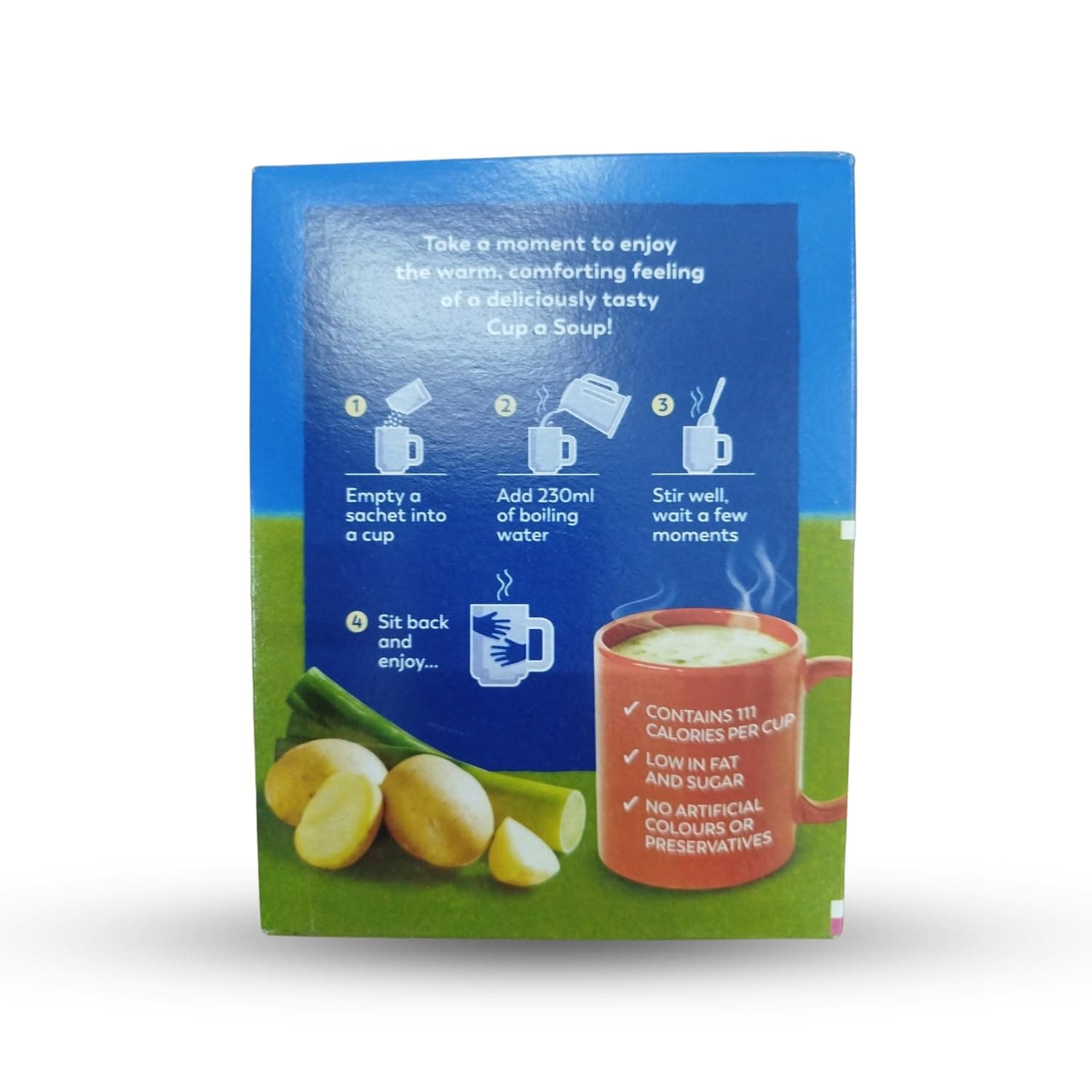 Batchelors Cup A Soup Creamy Potato & Leek Instant Soup Sachets, 107g (4 Pack) | Just Add Hot Water | Low Fat Vegetarian Mix | No Artificial Preservatives — image 2