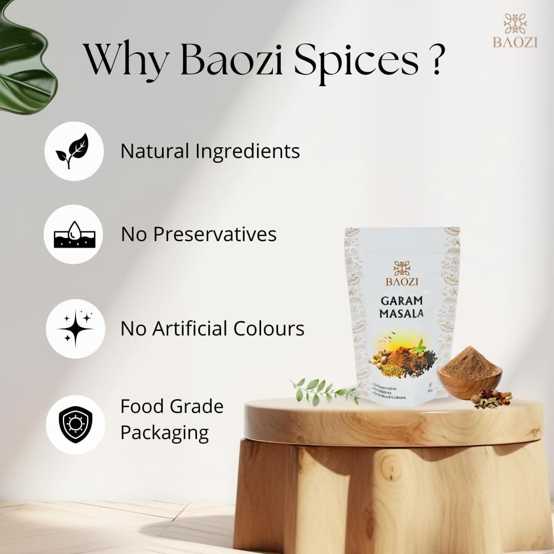 BAOZI Garam Masala 100g - No Onion, No Garlic | Authentic Indian Spice Blend for Rich & Aromatic Curries, Gravies & Sabjis | Perfect for Everyday Cooking — image 2