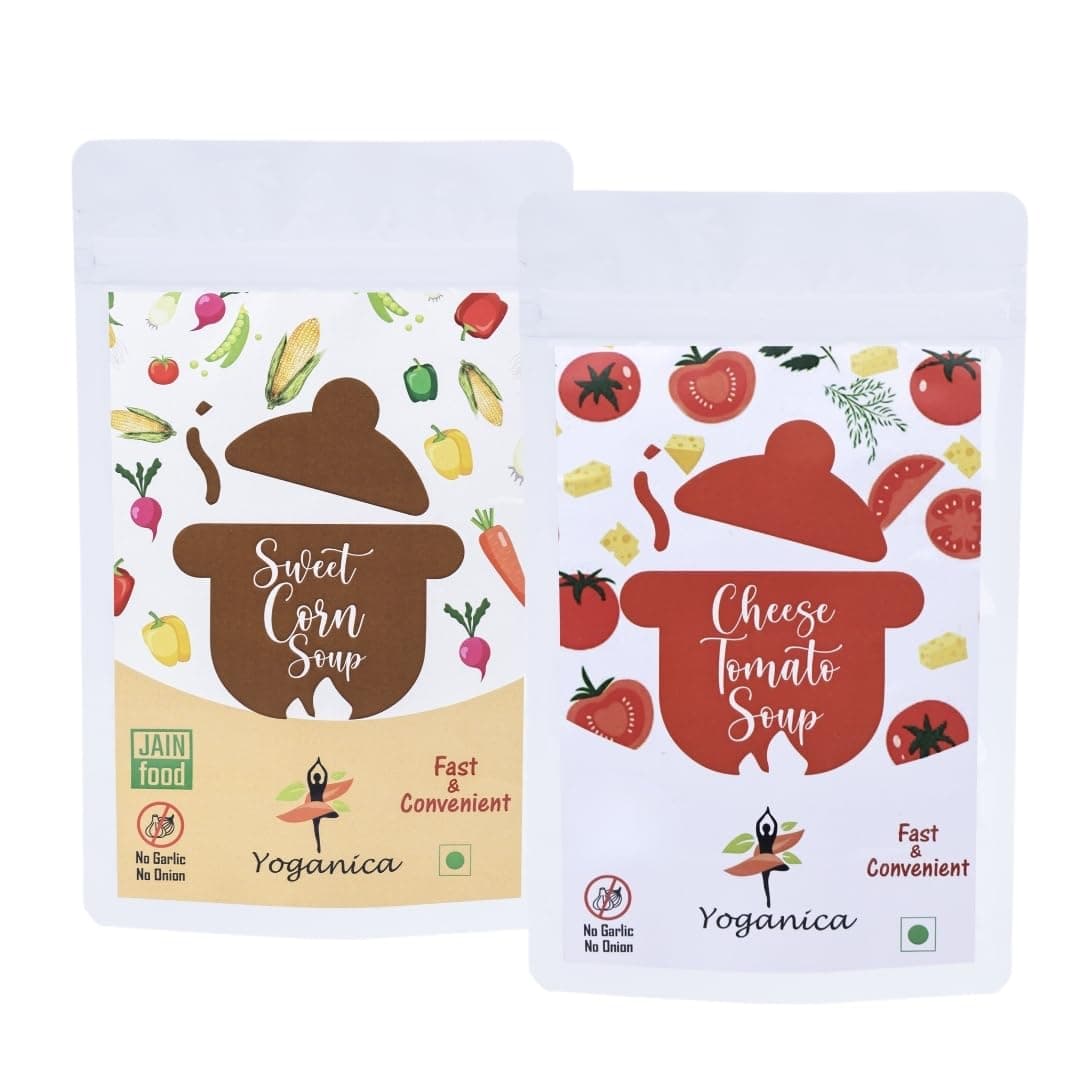 Yoganica Instant Pure Veg Soup Combo 100g x 2 (20 Servings) | No Onion No Garlic Soup Premix | Cheese Tomato & Sweet Corn Soup Premix | Ready-to-Cook Veg Soup | Light, Diet-Friendly & Easy to Digest — image 2