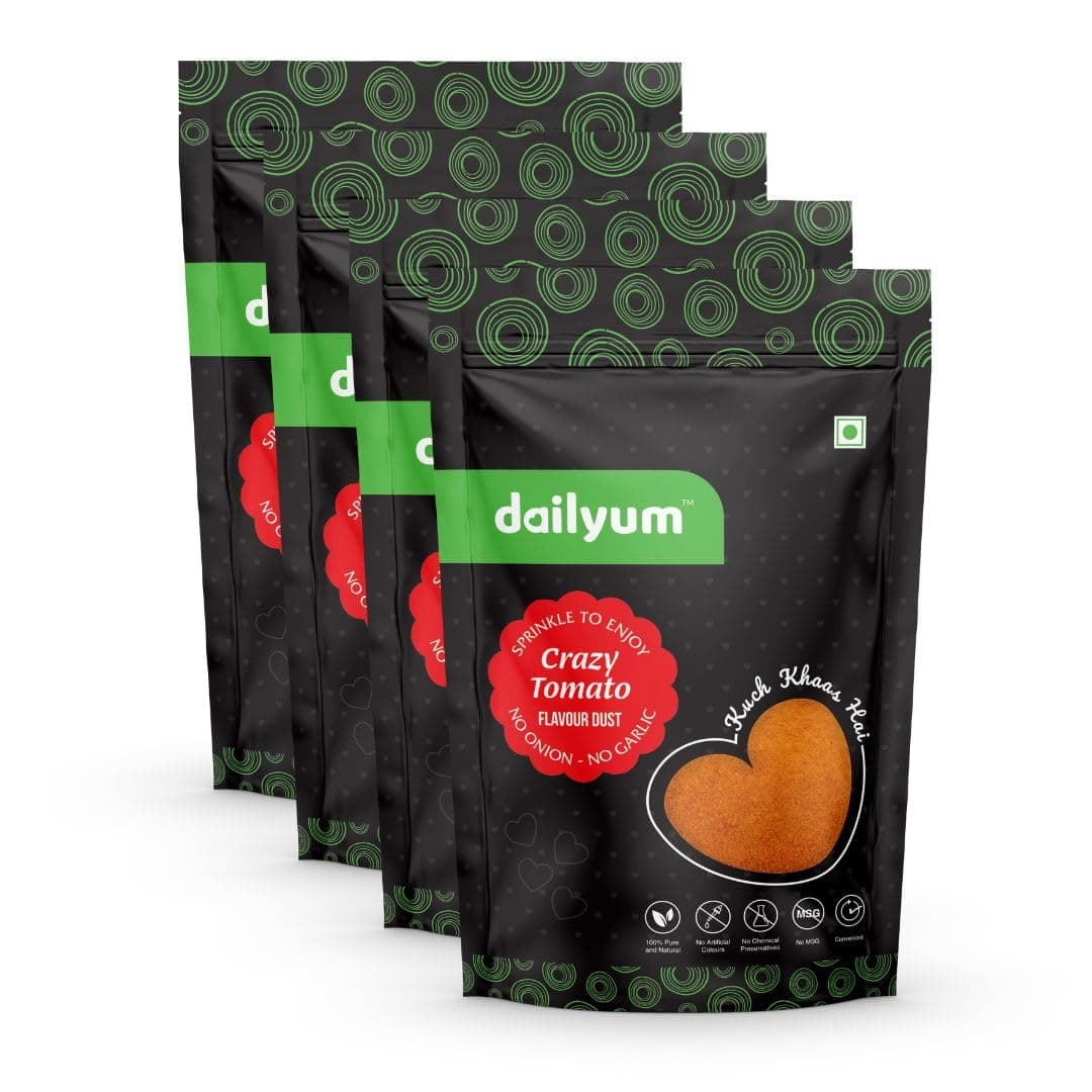 Dailyum Crazy Tomato Flavour Dust | No Onion No Garlic | Pack of 4 | 70 Gram Each | Tangy Tomato Seasoning — image 2