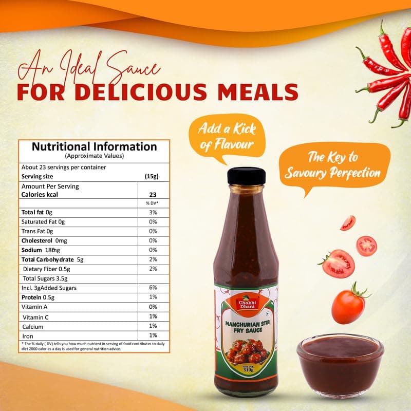 Chokhi Dhani Manchurian Sauce 310g | Indo Chinese Stir Fry Sauce | Cooking Sauce | Restaurant Style Manchurian Flavour — image 2