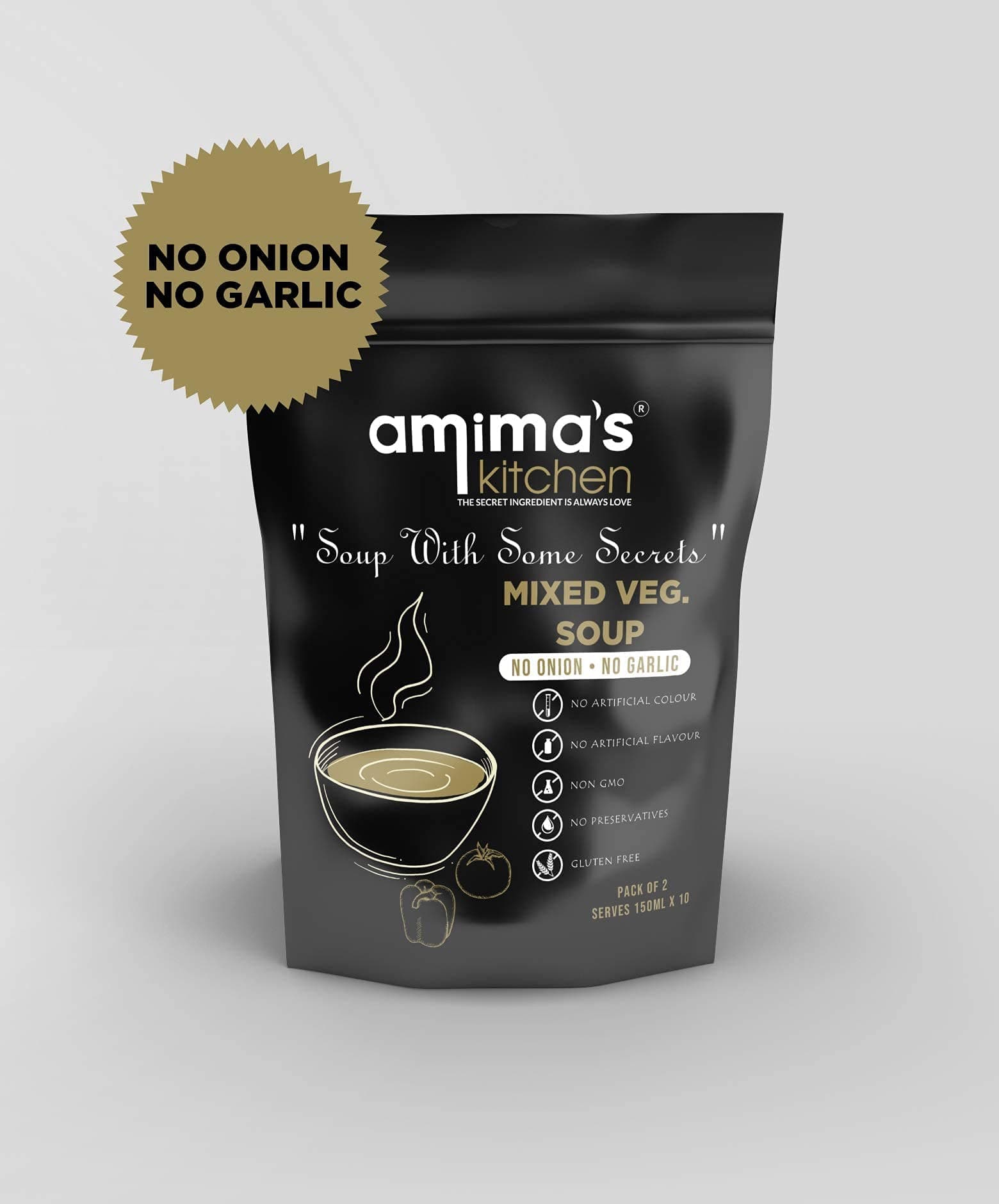Amima's Kitchen Mixed Veg. Jain Soup (No Onion No Garlic) - 100 Grams [Serves 10] | Instant Soup Mix Powder | Ready To Cook | No Artificial Flavour & Colour | Gluten Free | Non GMO | Healthy Soup — image 5