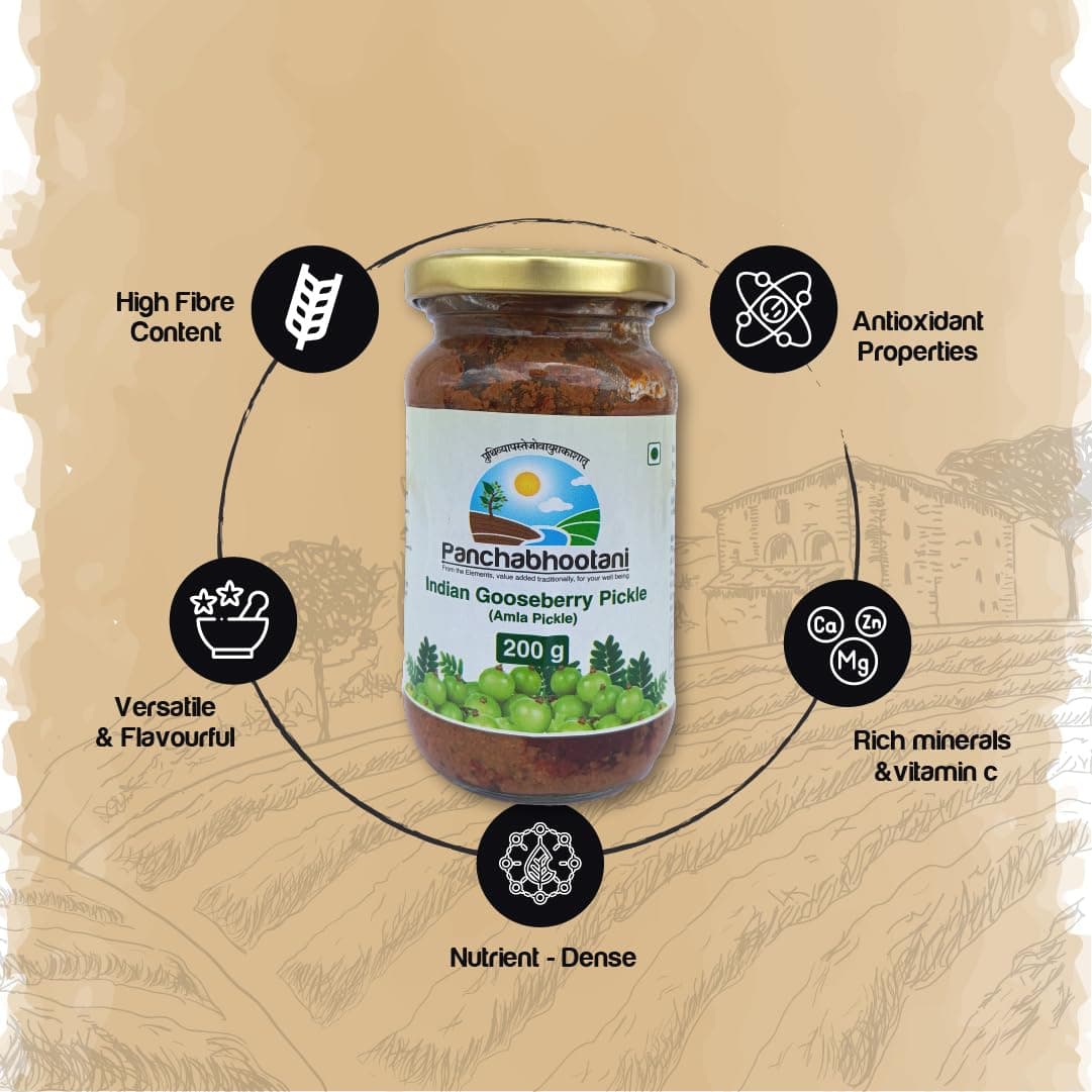 Panchabhootani Indian Gooseberry Pickle 200g | Amla Pickle/Awla Pickle with Masala | Tangy & Salty | Preservatives Free | Less Oil | Fresh & Homemade | Traditional Recipe — image 5