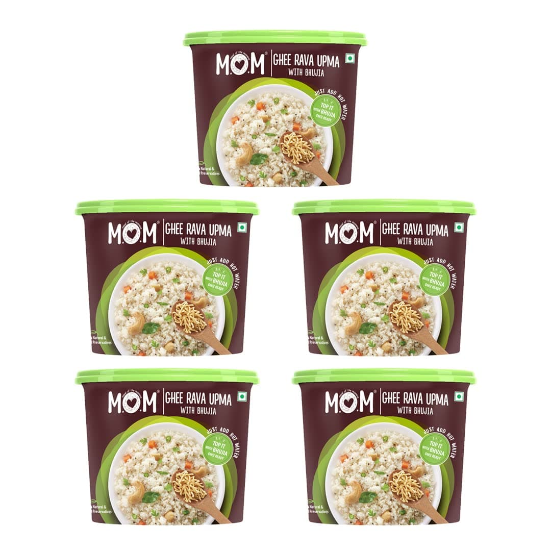 MOM - Meal of the Moment, Ghee Rava Upma with Bhujia, 75g (Pack of 5) - Ready to Eat | Instant Food | No Added Preservatives — image 2