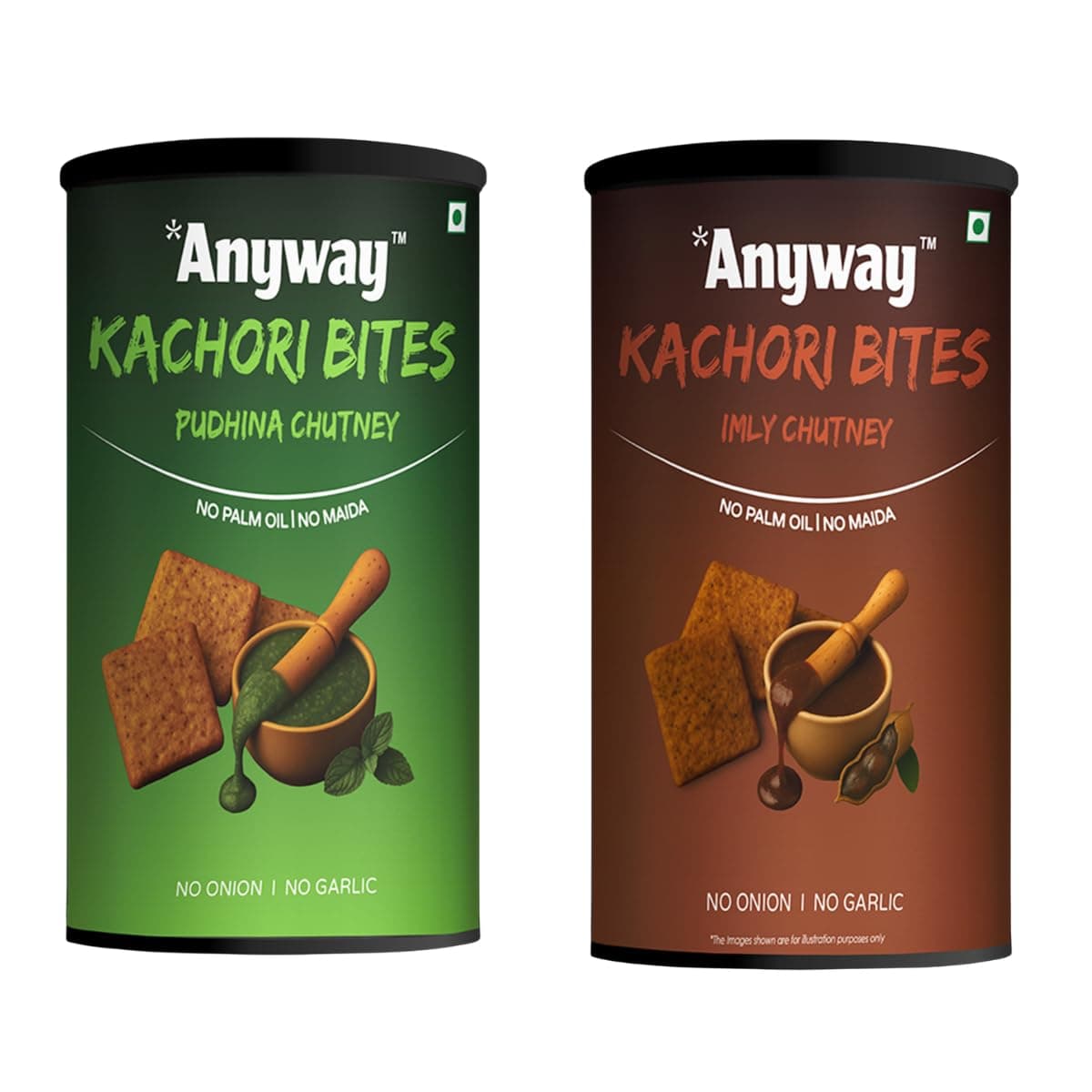 Anyway Kachori Bites pudina & imly Chutney Flavour | No Maida No Palm Oil | Multigrain Snack | Kota's Bold Street Kachori in a Pack | Sweet Tangy Flavour | No Onion No Garlic | Ready to Eat indian snack | (120g - pack of 2, pudina and Imly Chutney combo) — image 2