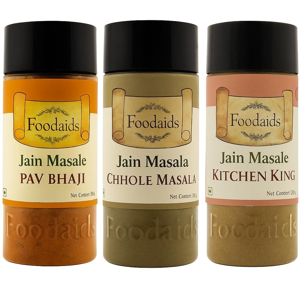 Foodaids Jain Masala Combo Pack Of 3(300Gm)-Chhole Masala Powder, Kitchen King, Pav Bhaji Masala -Pack Of 3 (100 Gm Each) No Onion, No Garlic. Navratri Special. — image 2