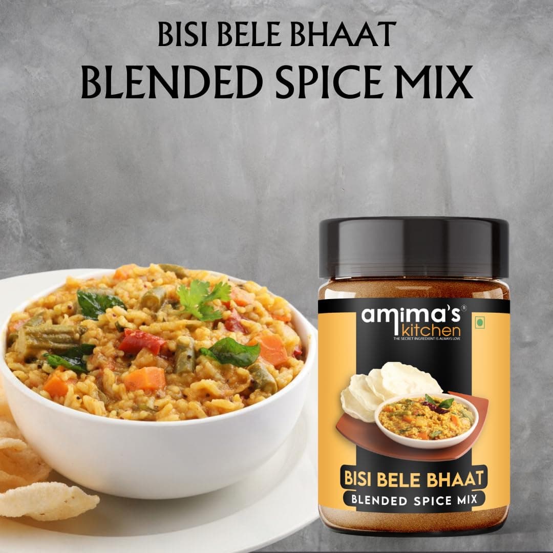 Amima's Kitchen Combo Of Bisi Bele Bhaat + Chettinad Rasam Jain Spice Mix (No Onion No Garlic) – 100 Grams (Pack of 2) | Blended Spice Mix | For Healthy and Delicious Cooking | No Synthetic Flavour & Color | Ready Masala Powder — image 3
