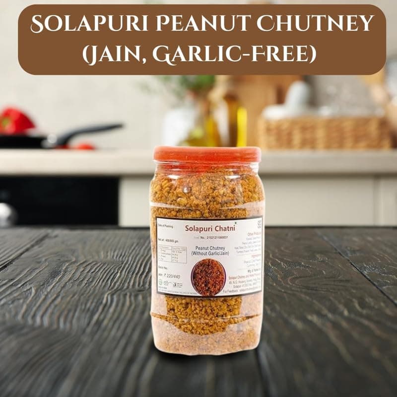 Solapuri Peanut Chutney Without Garlic Jain Style 800g Authentic Maharashtrian Dry Peanut Chutney Spicy Groundnut Chutney Powder for Bhakri Vada Pav Dosa Snacks Traditional Solapur Taste — image 8