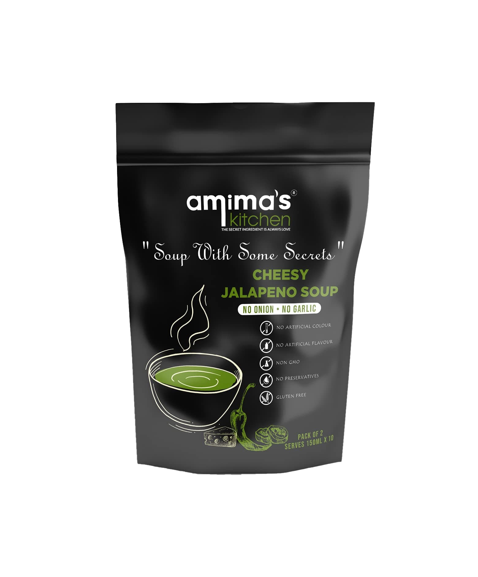 Amima's Kitchen Combo Of Cheesy Jalapeno + Classic Sweet Corn Jain Soup (No Onion No Garlic) - 100 Grams (Pack of 2) | Instant Soup Mix Powder | Ready To Cook | No Artificial Flavour & Colour | Gluten Free | Non GMO | Healthy Soup — image 3