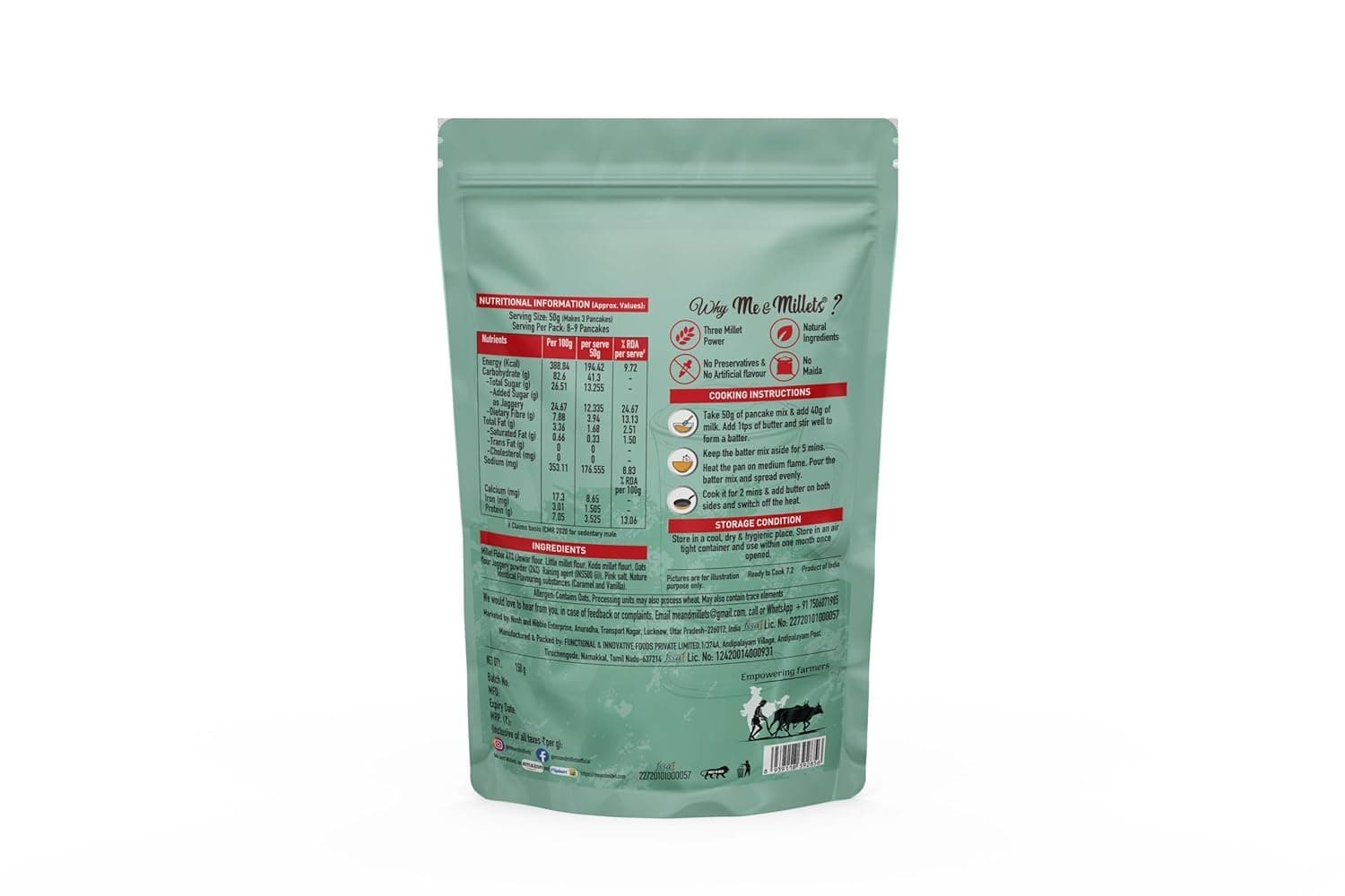 Millet Pancake Mix (150g X 2) Caramel, Vanilla & Banana, Sweetness Of Jaggery, No Maida, No Wheat, No Preservatives, Vegetarian, Eggless, Healthy Breakfast for Family (Jain Friendly) — image 3