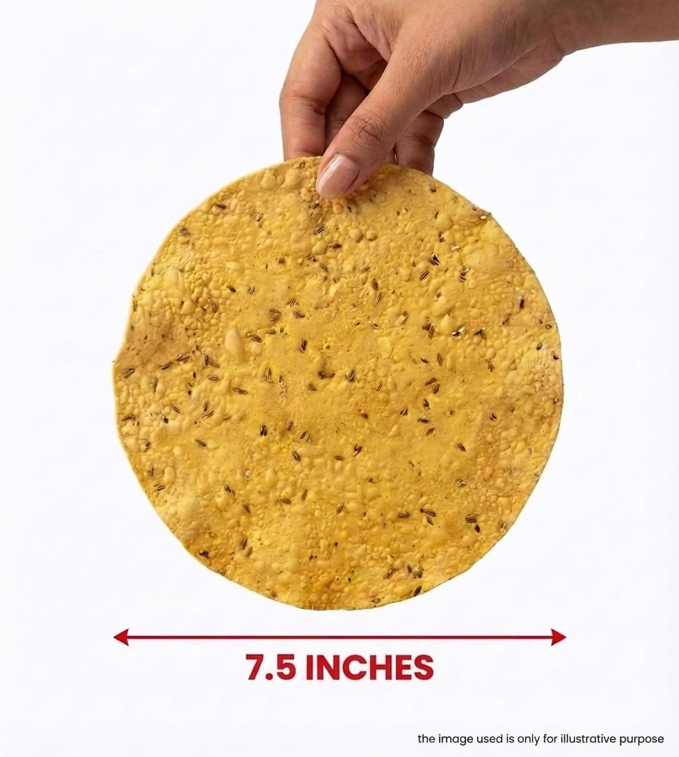 JAIN Papad Moong Dal Special, Strong Masala, 400g, Papad Size-7.5 Inches, Handmade, No Preservatives, Contains 35-40 Papads Per Pack — image 2