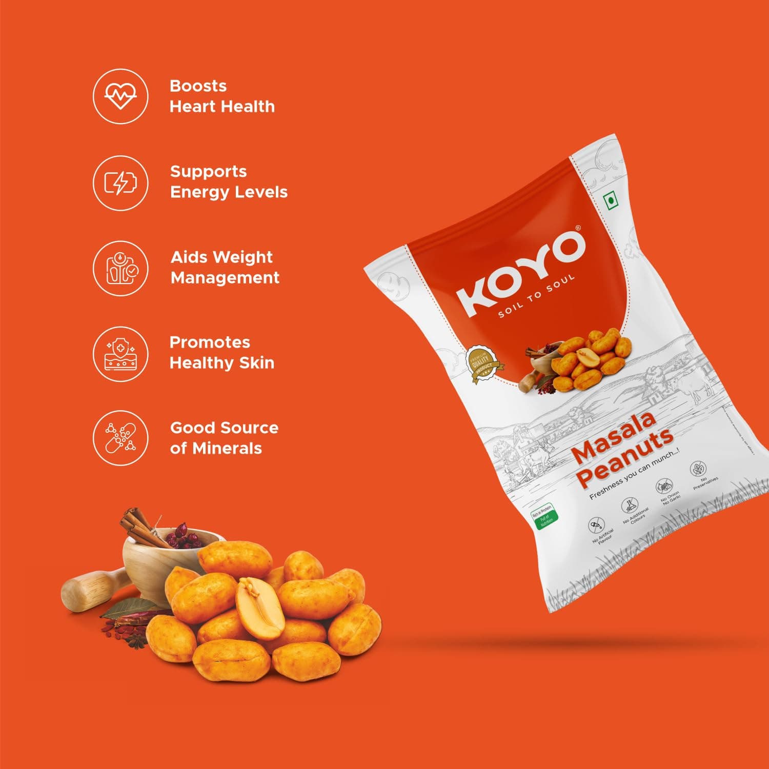 KOYO Masala Chana 360g, Snack and Namkeen | Roasted Chana Masala Chickpeas Masala Chana | High Protein Healthy Snack | Natural and Crunchy — image 5