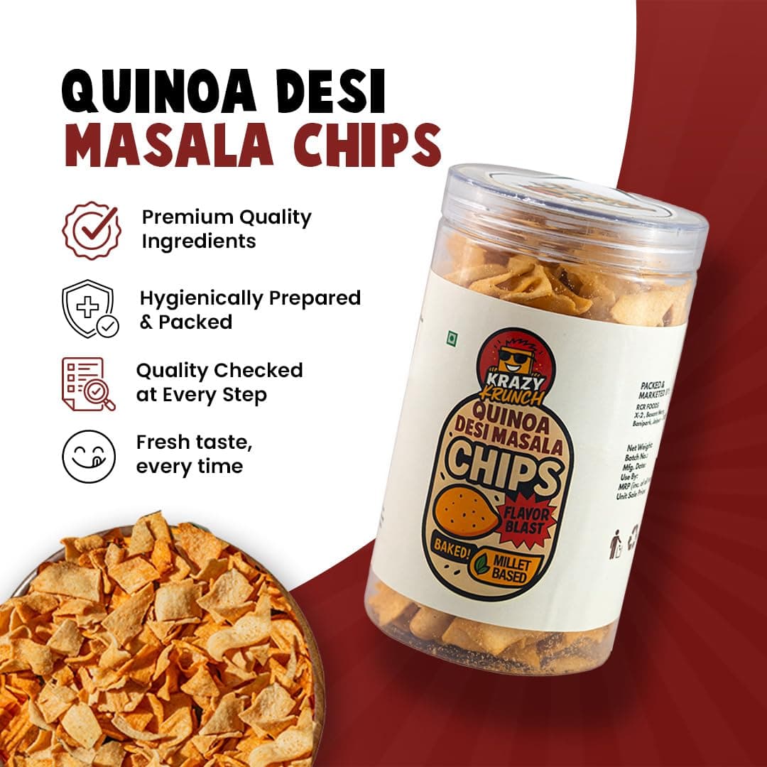 Krazy Krunch Quinoa Desi Masala Chips 140 gm| Crunchy Quinoa-Based Snack with Authentic Indian Masala Flavour | Healthy Chips — image 7