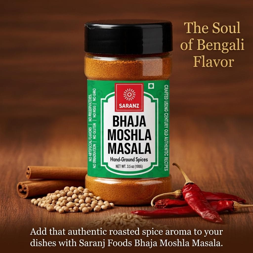SARANZ Bhaja Moshla Masala | Bengali Garam Masala | Ghugni Masala, Puchka Masala, Golgappe Masale | Organic Indian Spices | Pure & Fresh Spices with Rich & Strong Flavour - 100 Grams Sprinkler Jar — image 4