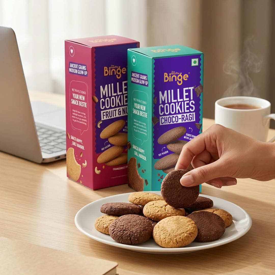 The Healthy Binge Assorted Millet Cookies – Healthy Snacks Combo | Millet Cookies | Jaggery Cookies | Healthy Snacks for Kids and Adults 180g Pack of 2 — image 8