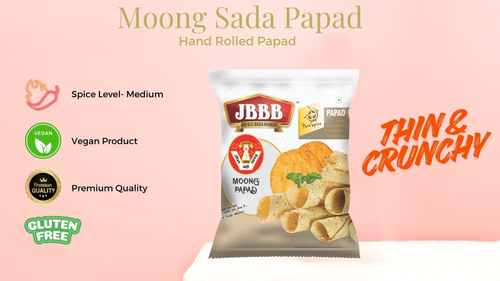 JBBB Moong Papad Plain 400g Pack | Homemade Crispy Tasty Moong Daal Papad with Traditional Indian Spices | Crispy Indian Snacks Easy Digestive Rajasthani Snack for Lunch, Dinner & Daily Eating — image 5