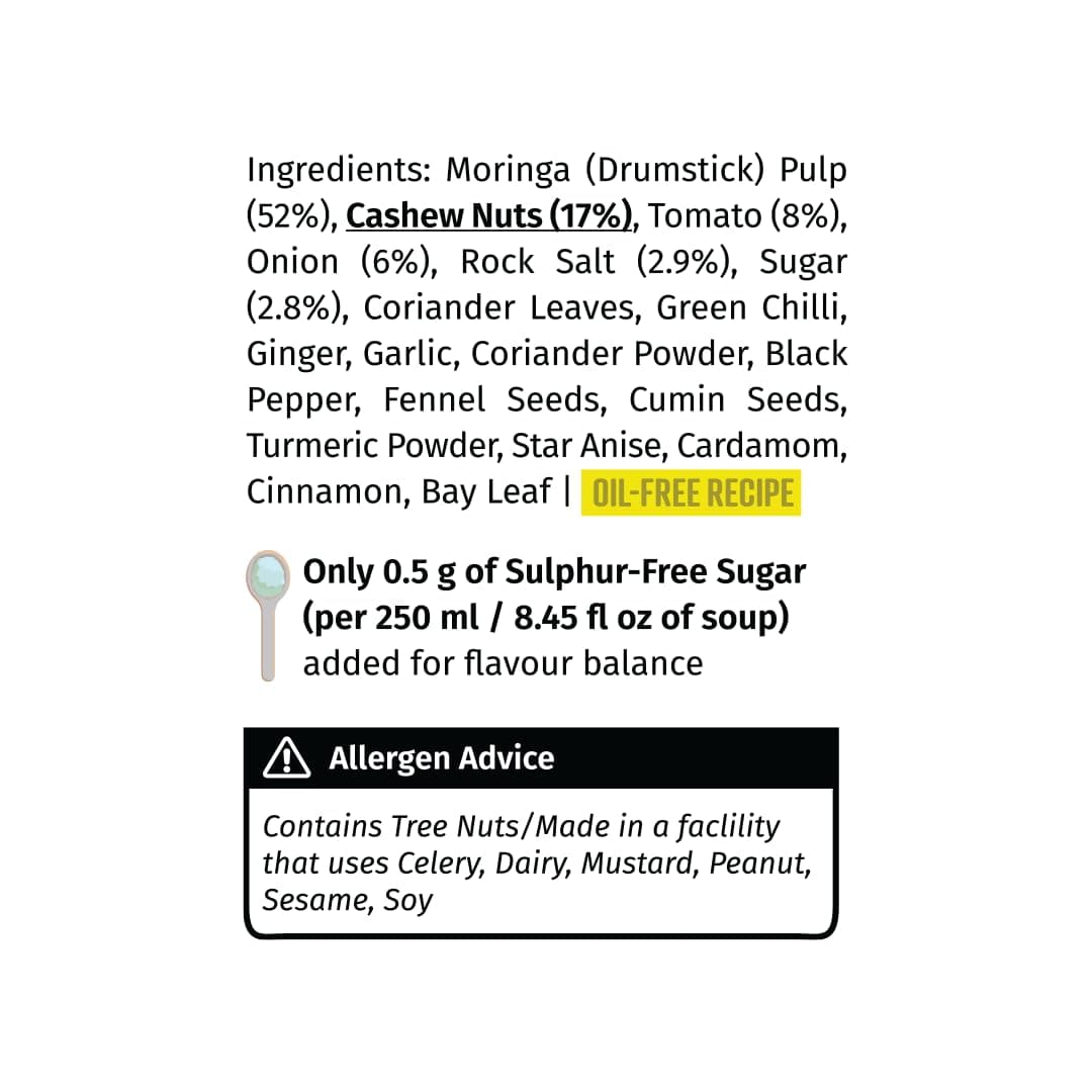 Simplify Foods Cashew & Moringa Instant Soup | Pack of 2 Single-Serve Sachets (Each Makes ~125 ml) | Made with 52% Real Moringa Pulp | Just Add Hot Water | Travel-Friendly | Clean Label | 0% Additives or Preservatives — image 3