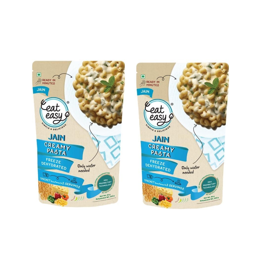 Eat Easy Ready To Eat Jain Pasta- 100gm (Pack of 2) | Freeze Dehydrated | Just Add Water and Cook | No Onion No Garlic, Vegetarian Healthy Instant Creamy Pasta Food for Travel, Trekking, Campign, Hostel — image 2
