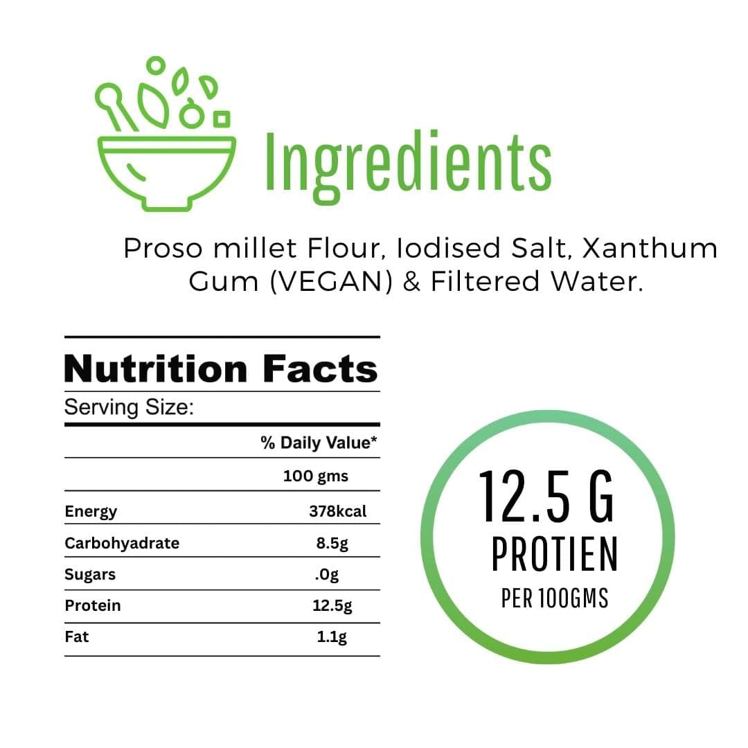 Millet Me by Kuizeens Gluten-Free Proso Noodles - 110g (Pack of 1) | Protein & Fiber-Rich | Easy-to-Make | Rich in Nutrients | No MSG | No Preservatives | Low Glycemic | Vegan & Wholesome | Easy to Digest Healthy Noodles | Jain | No Onion & Garlic | Ready in Minutes — image 2