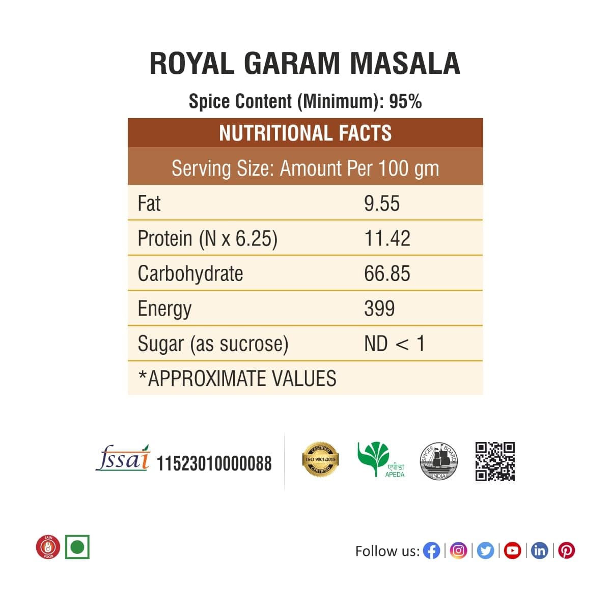 Bhoj Masale Royal Garam Masala | Powder | Spices 450GM | Exotic Blend of Ingredients for Daily cooking | Aromatic Garam Masala| Rich in Flavor | Naturally Processed and No Preservatives. No Onion and No Garlic ( Jain Masale ) — image 2