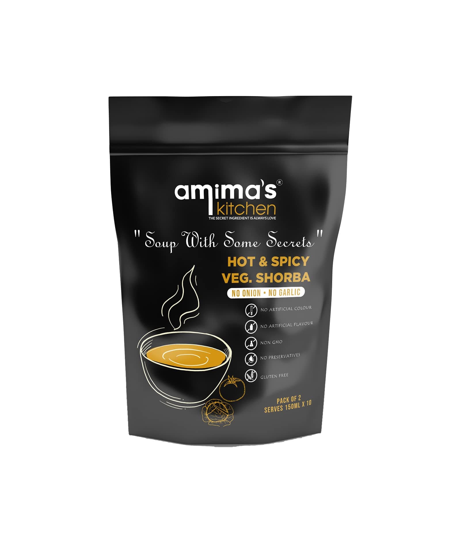 Amima's Kitchen Hot & Spicy Veg. Shorba Jain Soup (No Onion No Garlic) - 100 Grams [Serves 10] | Instant Soup Mix Powder | Ready To Cook | No Artificial Flavour & Colour | Gluten Free | Non GMO | Healthy Soup