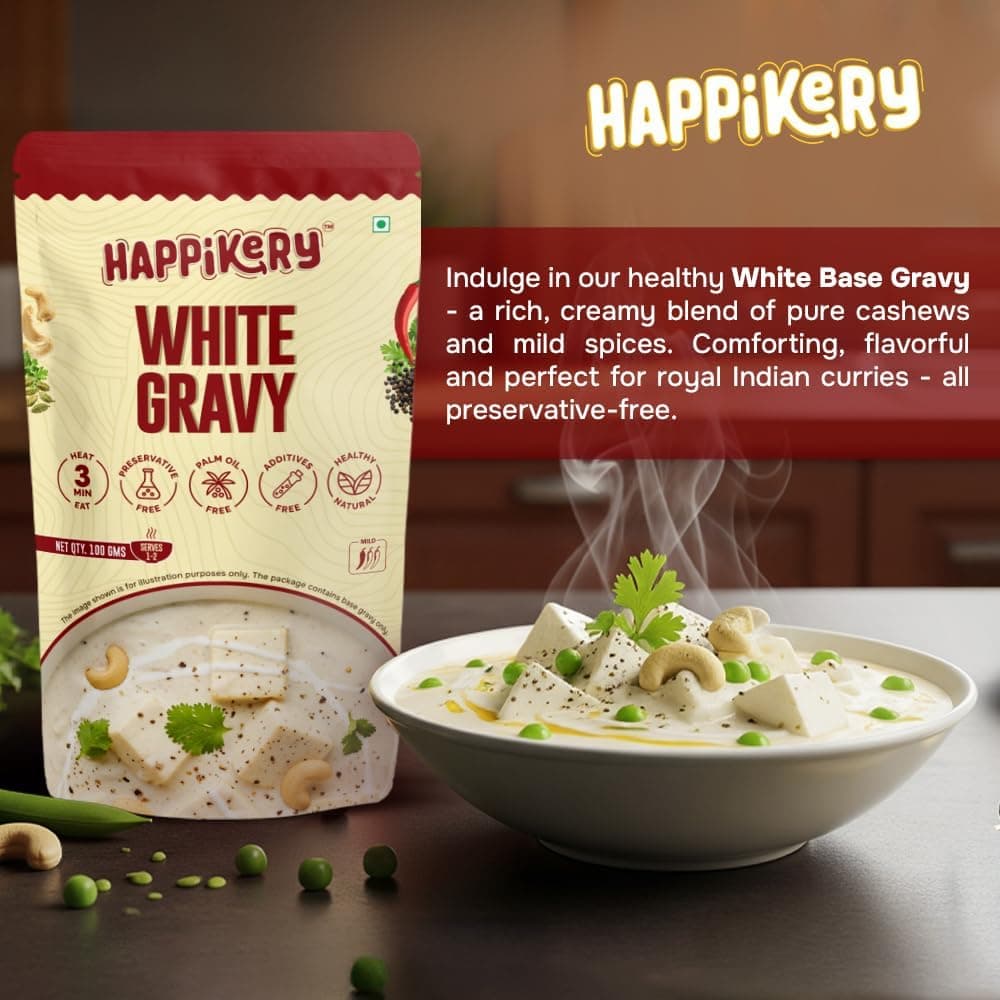 Happikery Royal Jain Twin Combo- White Gravy 100gm & Jain Gravy 100gm | No Preservatives | Quick & Easy Curry Mix | Ready To Eat in 3 Minutes — image 3