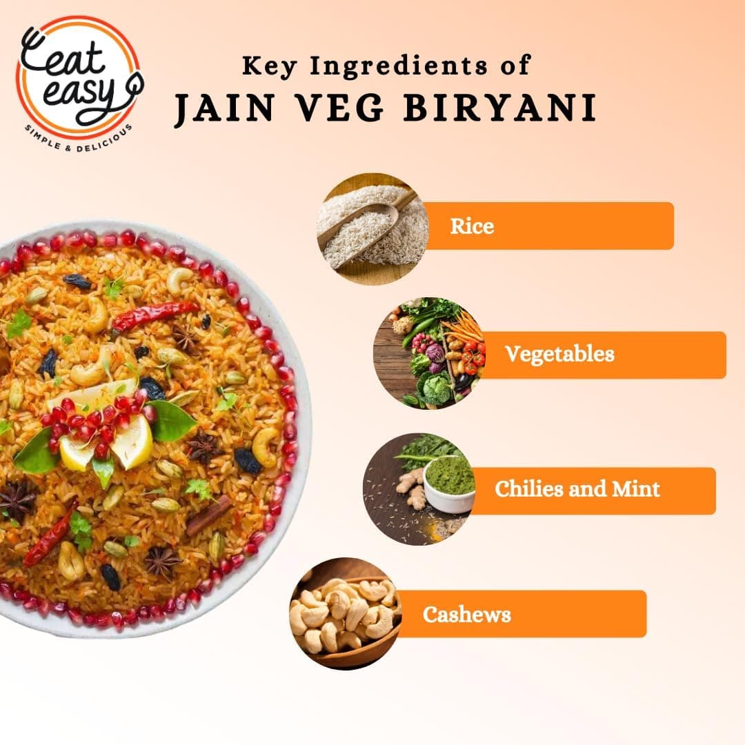 Eat Easy Ready To Eat Jain Veg Biryani- 95gm (Pack of 2) | Freeze Dehydrated, No Moisture, Lightweight, Instant Spiced Vegetable Rice with Cow Ghee & Paneer | No Onion, No Garlic, Just Add Water & Cook Food for Quick Lunch, Dinner — image 6