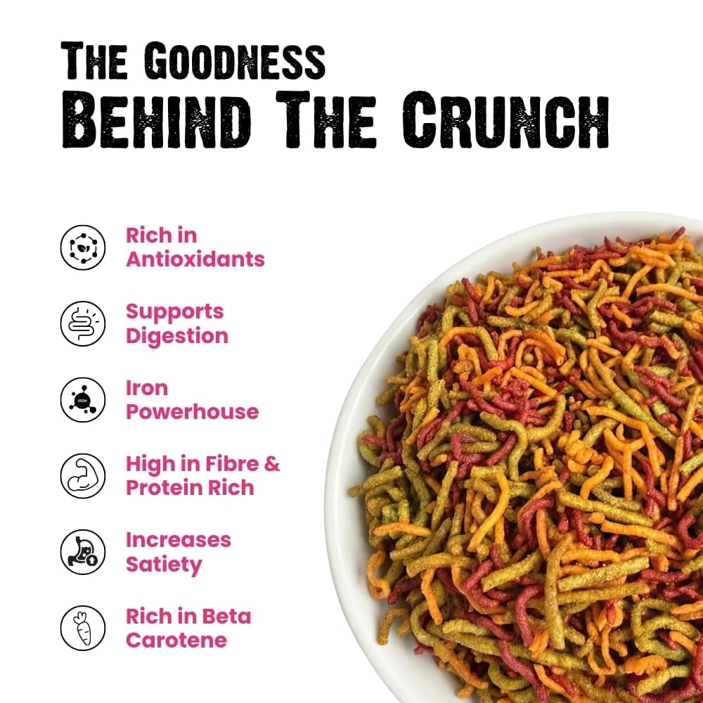 Chef Urbano Veggie Mix Bhujia - Indian Masala Flavour (70g) | Gluten Free & Vegan | High Fiber & Protein | No Wheat No Maida | Light & Healthy Everyday Snacking - Pack of 1 — image 4