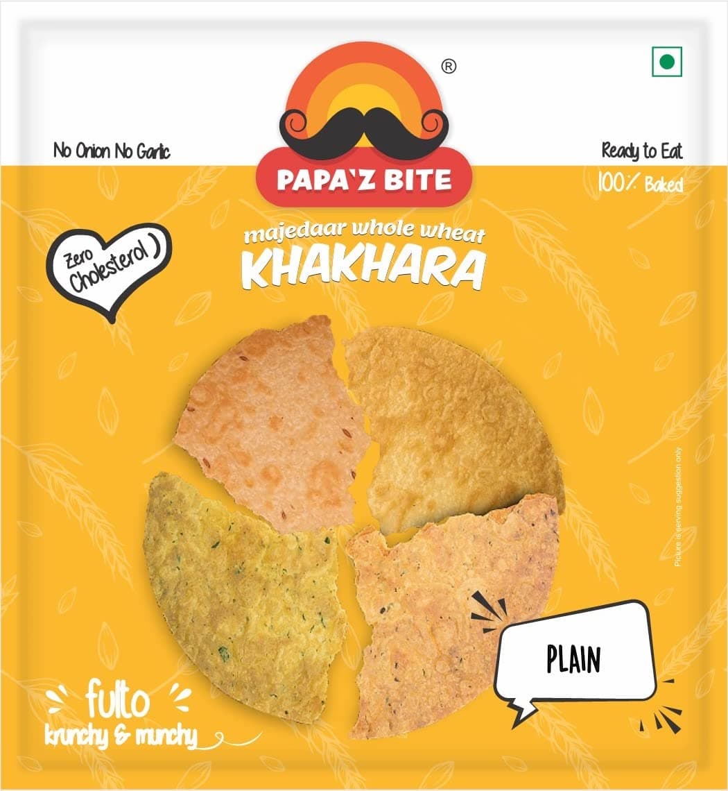 Papa'z Bite Plain Khakhra, Ready to Eat Gujarati Snacks, Pure Jain Khakhra, Healthy Gujarati Snacks, Pack of 4, 180g Each. — image 3