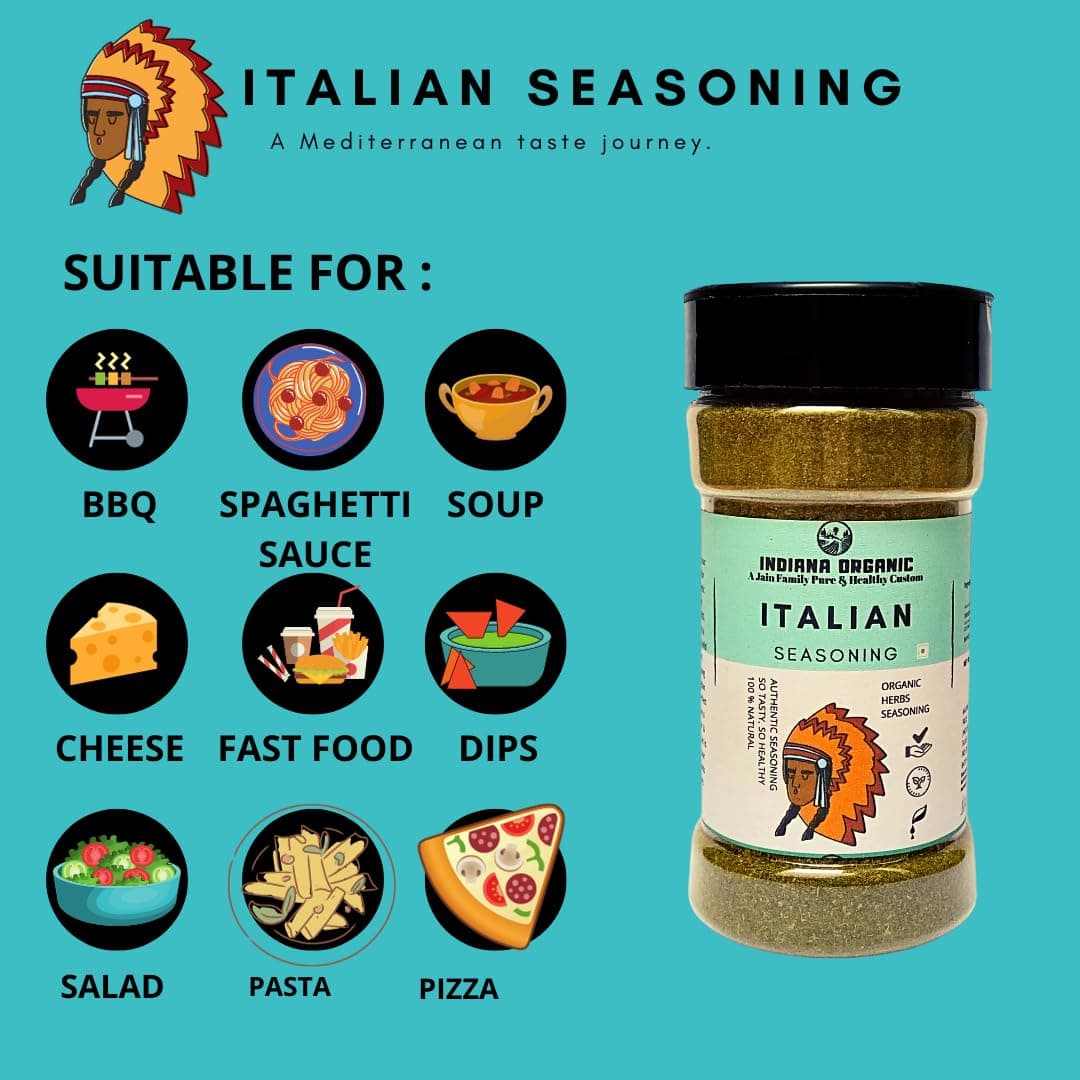 Indiana Organic Italian Herbs - A Mediterranean Taste Journey, Seasoning with Himalayan Herbs (75Gram) (NO Onion and Garlic) — image 3