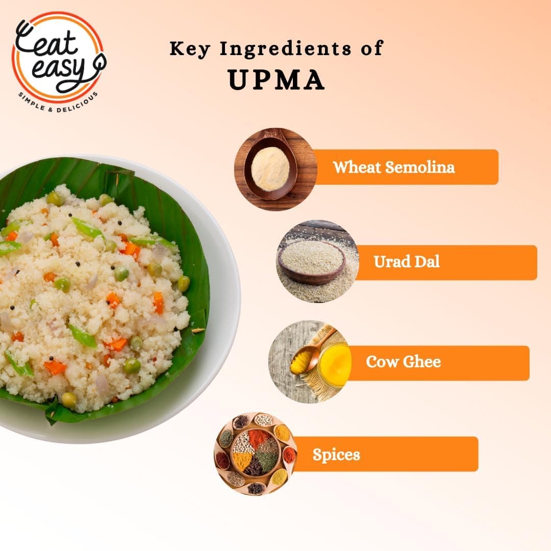 Eat Easy Ready To Eat Upma- 85gm | Just Add Water and Cook | Freeze Dehydrated Instant Healthy & Delicious Upma for Travel, Hostel, Trekking, Camping, Hiking | Supports Digestion, Rich in Nutrients I No Preservatives — image 5