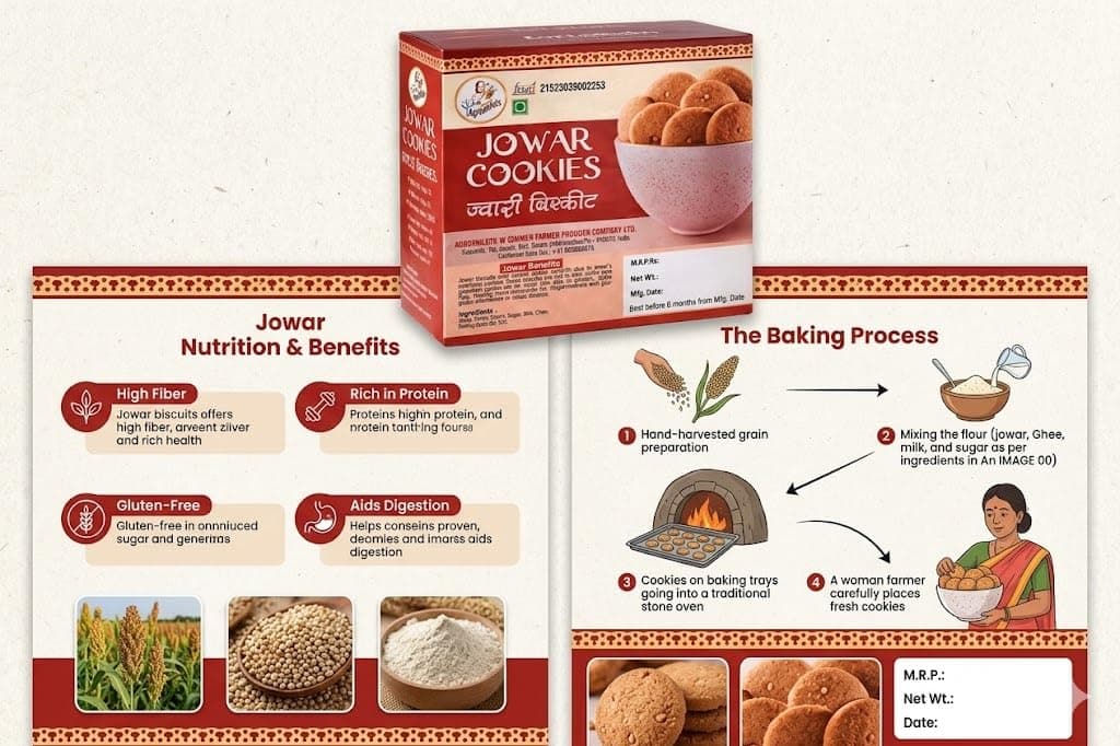 AGROMILETS Jwari Cookies 200g Pack of 3 | Jowar Biscuits | Baked Millet Snack | Grain Based Tea Time Food | Crisp Texture Cookies | Suitable for Regular Use | 3 x 200g Pack — image 5