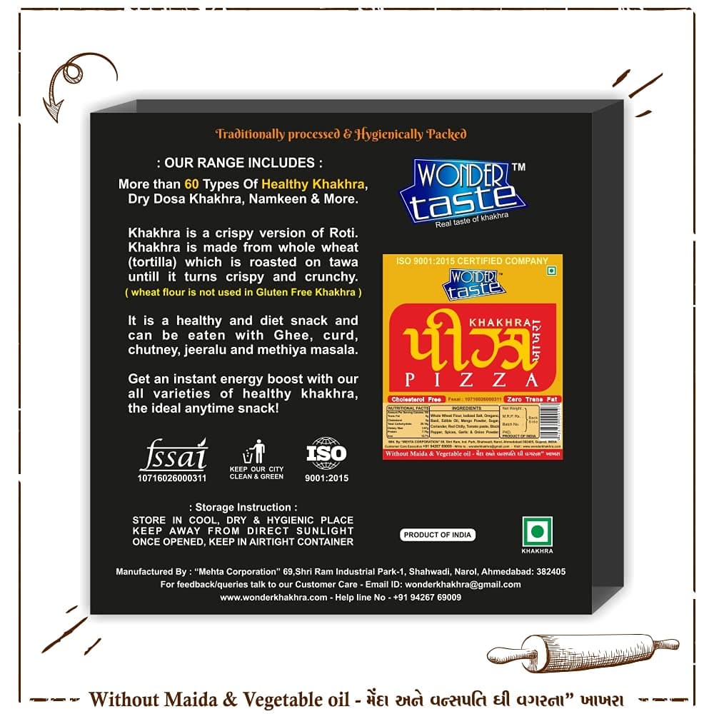 WONDER TASTE Pizza Khakhra Pack Of 4 (Each 200g) | No Maida | No Vegetable Oil | Just add Cheese and Vegetables to get Pizza Ready | Healthy Yummy & Crispy Bites for Kids | — image 4