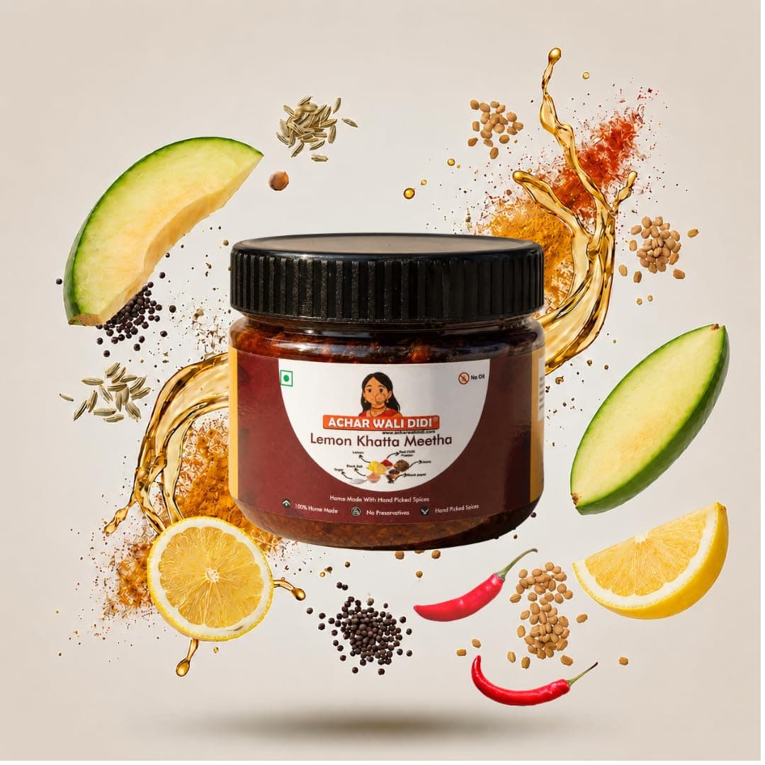 Achar Wali Didi Lemon Khatta Meetha Pickle | Homemade Oil-Free Nimbu ka Achar with No Onion or Garlic | Traditional Lemon Chunda Style Sweet & Sour Pickle | Didi's Taste, Indian (500g) — image 7