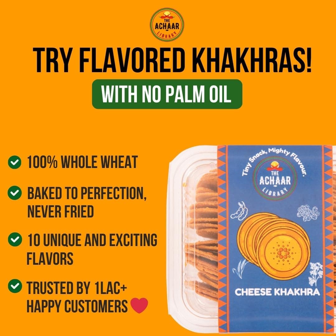 Methi & Achari Mini Khakhra Combo Pack Of 2 by THE ACHAAR LIBRARY | Whole Wheat Crisps | Bite-Sized | (180 grams each, Pack of 2) — image 6