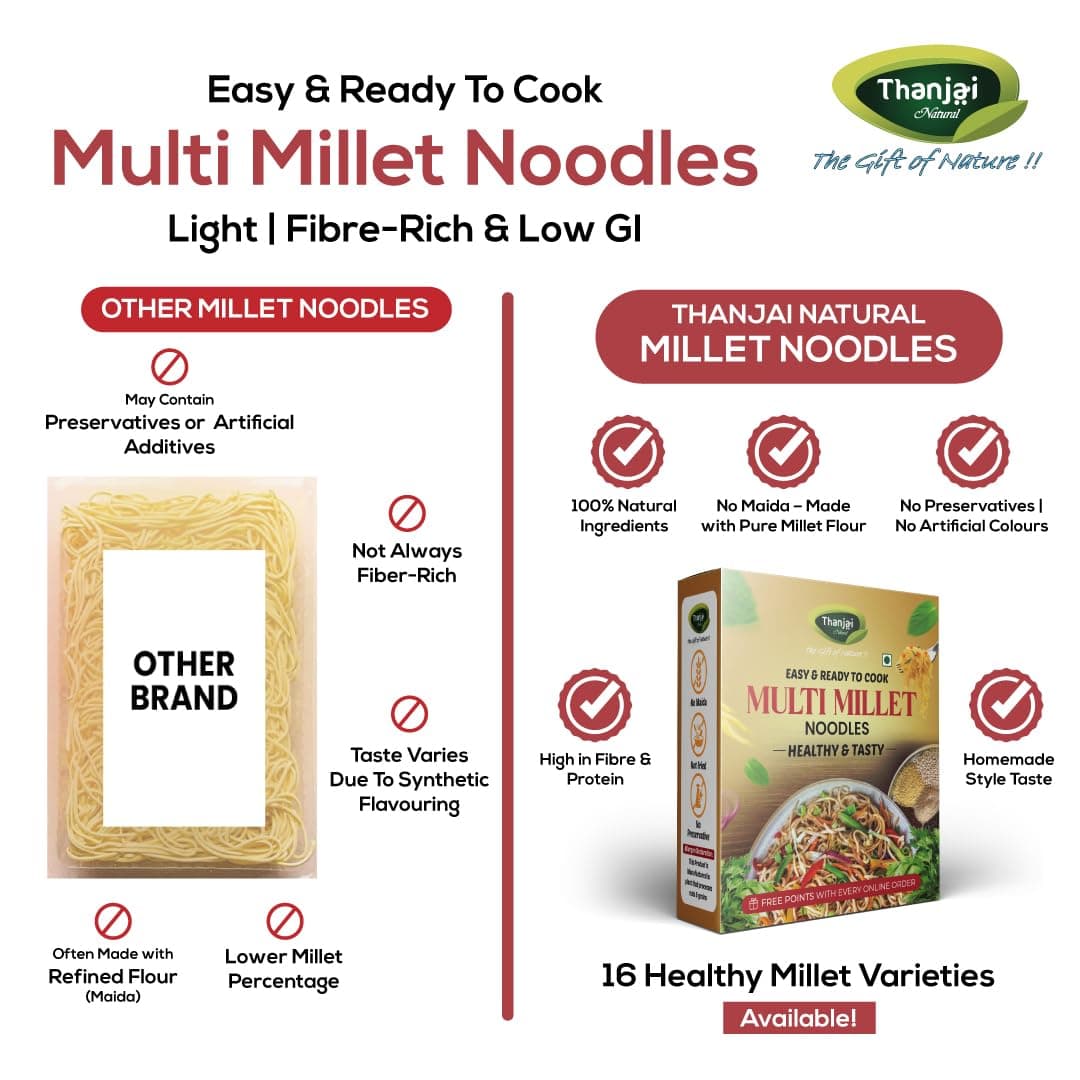 Thanjai Natural Multi Millet Noodles 180 Grams X 5 (900 Grams) of Homemade Natural Millet Noodles(No Preservatives, No Chemicals, No Artificial Extract) — image 4