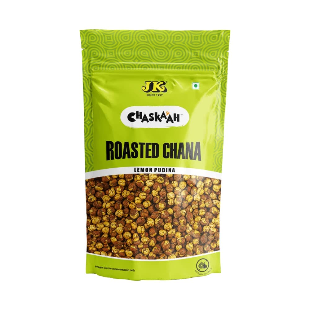 Chaskaah Lemon Pudina Chana 200g by JK | Bhuna Chana | Roasted Masala Chickpeas Roasted Chana | NO MSG | Vegan | Not Fried | Jain