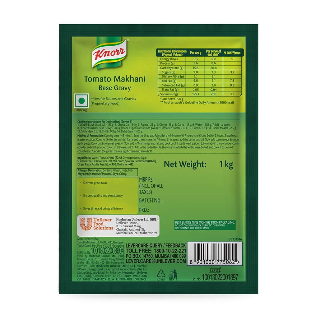 Knorr Tomato Makhani Gravy 1 Kg - (No Onion No Garlic) — image 3