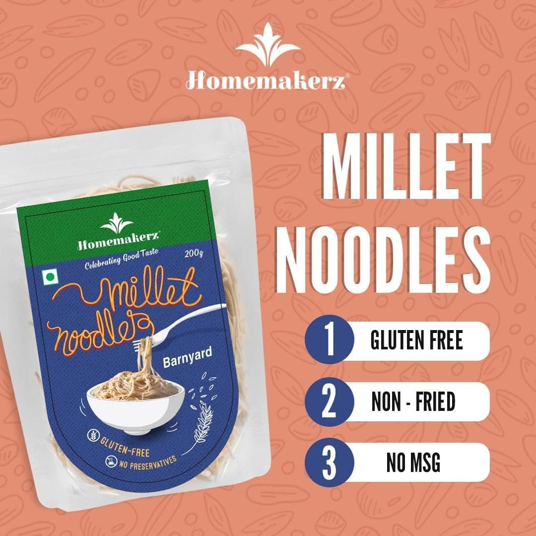 Homemakerz Banyard Millet Noodles, Natural, Preservative, Gluten & Fat Free, Not Fried & No Oil, Zero Maida & Wheat, Healthy & Tasty Hakka Millet Noodles With High Fiber, 200g — image 4
