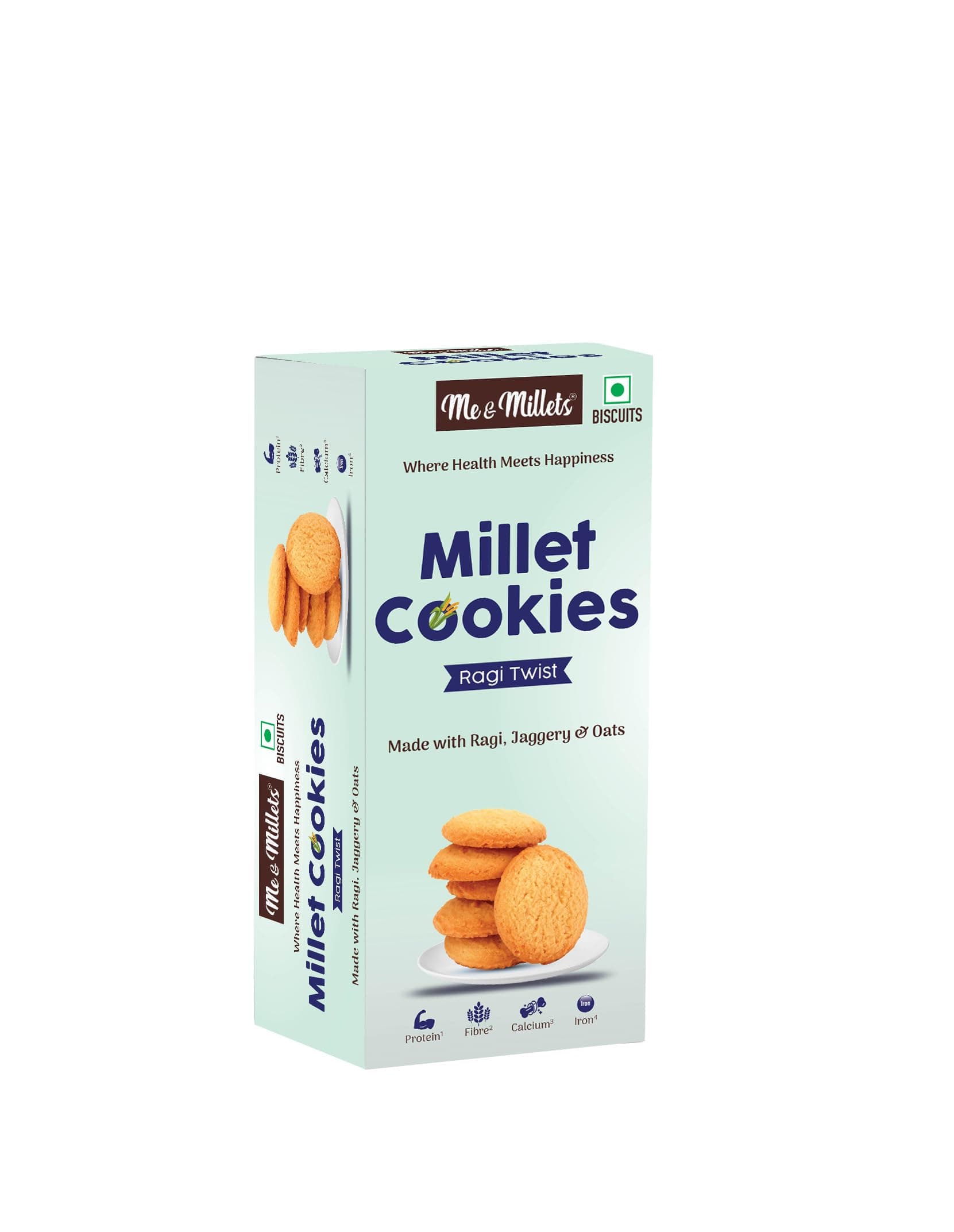 Me & Millets Ragi Twist Cookies 75g x 2 | Millet Biscuits with Jaggery | Rich in Fibre & Protein | Healthy Tea Time Snack | Crunchy Ragi Cookies | Jain Friendly — image 9