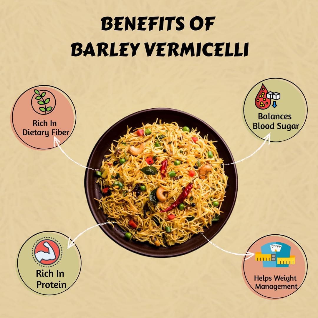 Barley Vermicelli | 210g Pack | High Fiber Diabetic-Friendly Semiya | Healthy Vermicelli for Upma, Kheer & Soups | Weight Management Food | No Maida | Quick Cook Meal | Preservative-Free | Ideal for Kids, Adults & Elderly (Pack of 1) — image 4