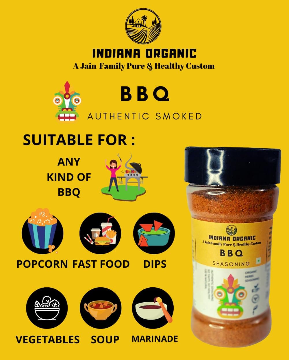 Indiana organic bbq | peri peri | pizza seasoning - combo of 3 Jain seasoning. No onion and garlic. — image 7