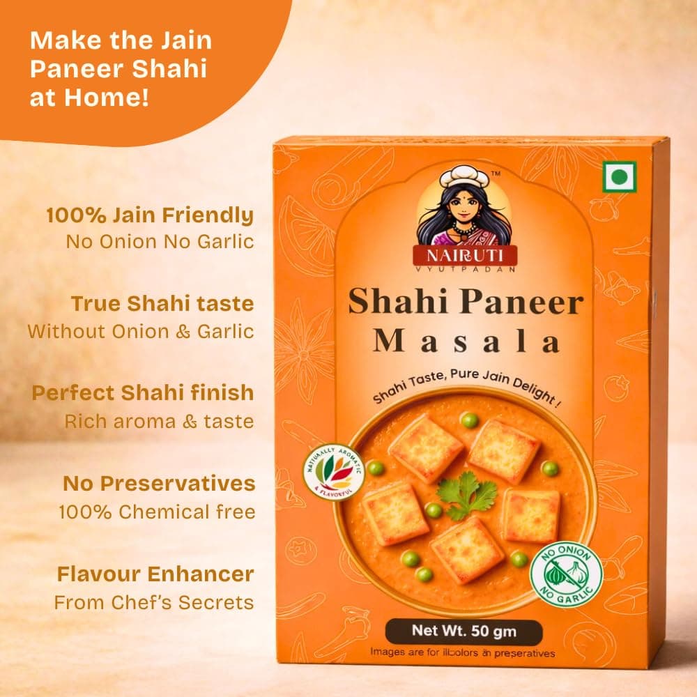 Nairuti Vyutpadan Jain Shahi Paneer Masala 50g | No Onion No Garlic | Authentic Satvik & Jain-Friendly Paneer Gravy Masala | Rich Creamy Flavor | Pure & Natural Indian Spice Blend — image 2