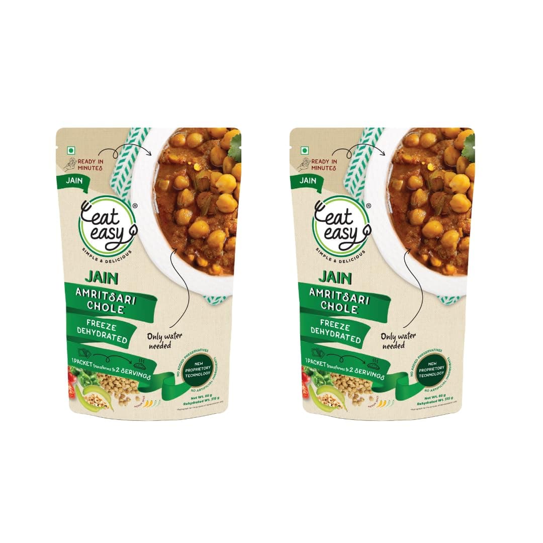 Eat Easy Ready To Eat Jain Amritsari Chole- 70gm (Pack of 2) | Freeze-Dried, Lightweight, No Moisture, No Onion & Garlic, High-Protein Punjabi Chhole for Camping, Trekking, Hostel Food, Travel, Quick Lunch & Dinner | Just Add Water Hot Water — image 2