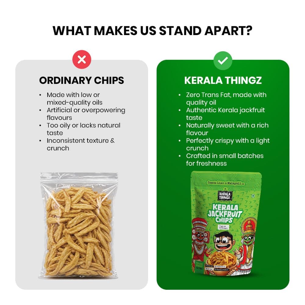 Kerala Thingz Jackfruit Chips Kerala 300g | Crispy Jackfruit | Authentic Namkeen | Healthy Chips Pack | Healthy Snacks for Adults & Healthy Snacks for Kids | Premium Jackfruit chips from Kerala | Chakka chips (300g) — image 6