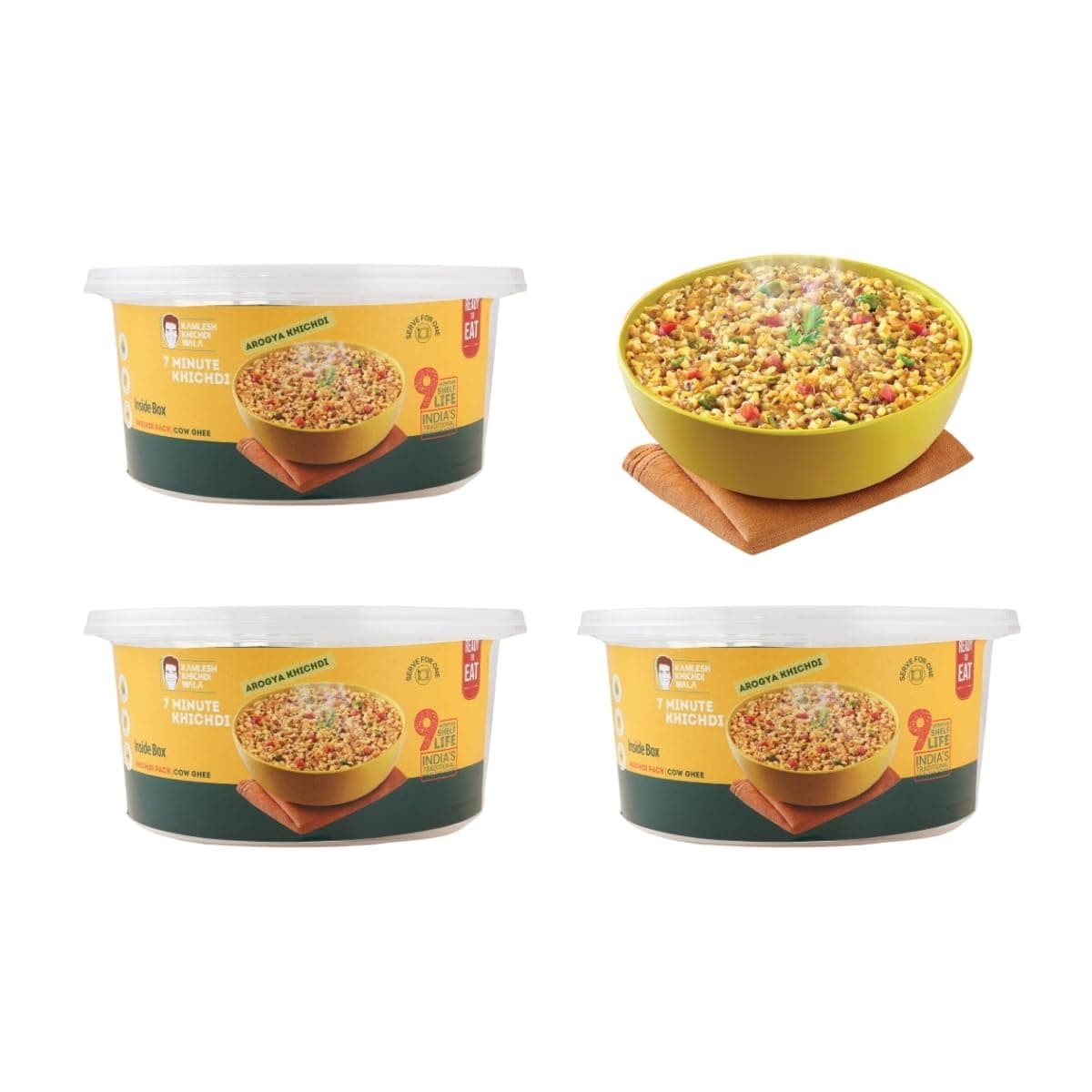 Instant Moong Dal Khichdi | Pack of 3 | Ready-to-Eat |Desi ghee|Just Add Hot Water | Light on Stomach | No Preservatives | Travel & Office-Friendly Indian Meal|wholegrains|No onion, No garlic — image 2
